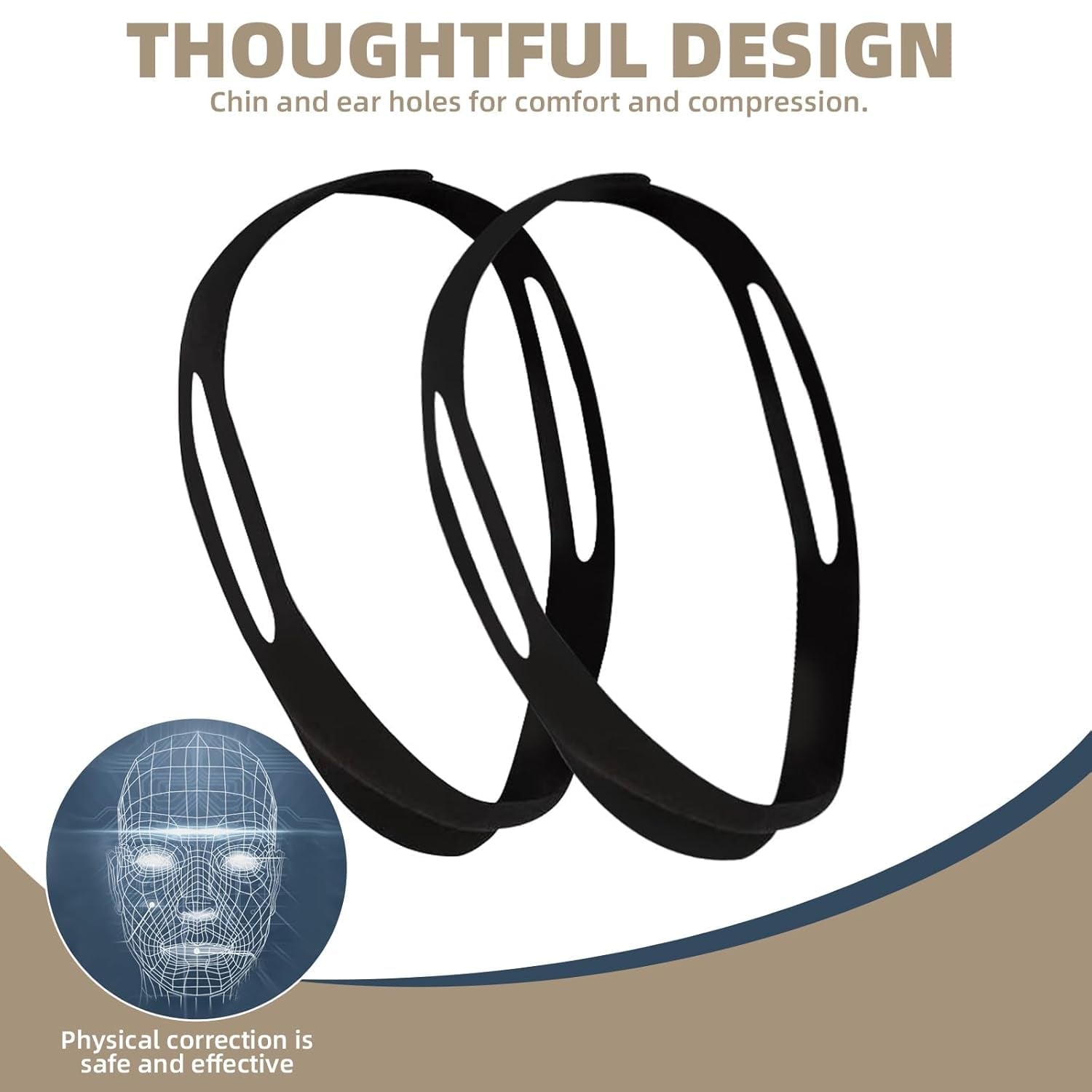 V-Line Lifting Mask - Double Chin Reducer and Face Shaper with High-Elastic Fit, Reusable Chin Strap and Depuffing Tape for Skin Tightening, Sagging Skin Relief and Slimming for Men and Women